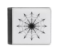 Jubonexis Spider Web Lines Black and White Gothic Soft PU Leather Bifold Wallet, Coin Purse Credit Pass Case, Durable Card-Holder Slim Billfold for Men Woman Money Storage