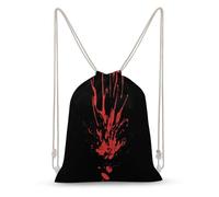 Jubonexis Splattered Blood on Black Drawstring Backpack Canvas String Bag Lightweight Sports Gym Bag for Men Women