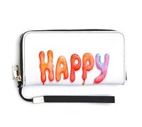 Jubonexis Spooky Creepy Bubble Happy Halloween PU Leather Clutch Long Bifold Wallet, Coin Purse Credit Pass Case, Durable Card-Holder Money Storage for Women Men