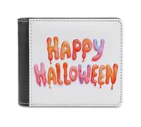 Jubonexis Spooky Creepy Bubble Happy Halloween Soft PU Leather Bifold Wallet, Coin Purse Credit Pass Case, Durable Card-Holder Slim Billfold for Men Woman Money Storage