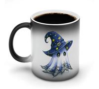 Jubonexis Spooky Cute Ghost Wearing A Witch Hat Color Changing Mugs Heat Changing Ceramic Coffee Mug Novelty Funny Tea Water Cup 11OZ