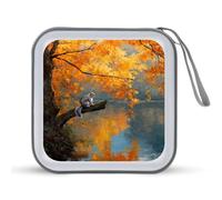 Jubonexis Squirrel Yellow Autumn Trees CD Case DVD Storage Case Portable for Car Home Travel