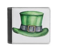 Jubonexis St. Patrick's Day Green Hat Soft PU Leather Bifold Wallet, Coin Purse Credit Pass Case, Durable Card-Holder Slim Billfold for Men Woman Money Storage