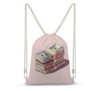 Jubonexis Stack of Dollar Bills Minimal Drawstring Backpack Canvas String Bag Lightweight Sports Gym Bag for Men Women