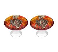Jubonexis Stained Glass A Praying Skeleton Round Drawer Cabinet Knobs Handles with Screws,2 Pcs, Drawer Dresser Knob Pulls Decor for Wardrobe Cupboard Home Office Kitchen