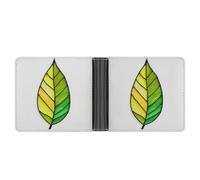 Jubonexis Stained Glass A Single Large Elongated Leaf Soft PU Leather Bifold Wallet, Coin Purse Credit Pass Case, Durable Card-Holder Slim Billfold for Men Woman Money Storage