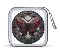 Jubonexis Stained Glass an Ominous Butterfly CD Case DVD Storage Case Portable for Car Home Travel