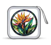 Jubonexis Stained Glass Bird of Paradise Flower CD Case DVD Storage Case Portable