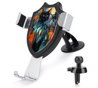 Jubonexis Stained Glass Black Cat Car Phone Holder Mount Triangle Clip Base Air Vent Cell Phone Car Mount Automotive Accessories for 4-6 Inches Cell Smartphones