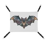 Jubonexis Stained Glass Black Flower Bat Breathable Pet Hammock with Adjustable Straps Reversible Cat Hanging Bed Dog Mats