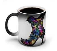 Jubonexis Stained Glass Black Retro Primitive Witch Boots Color Changing Mugs Heat Changing Ceramic Coffee Mug Novelty Funny Tea Water Cup 11OZ