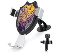 Jubonexis Stained Glass Boho Yellow Sun Cloud Car Phone Holder Mount Triangle Clip Base Air Vent Cell Phone Car Mount Automotive Accessories for 4-6 Inches Cell Smartphones
