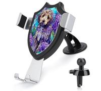 Jubonexis Stained Glass Cockapoo Dog Car Phone Holder Mount Triangle Clip Base Air Vent Cell Phone Car Mount Automotive Accessories for 4-6 Inches Cell Smartphones