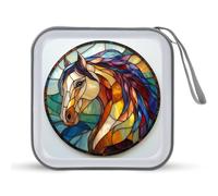 Jubonexis Stained Glass Colorful Horse Head CD Case DVD Storage Case Portable