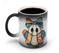 Jubonexis Stained Glass Cute Ghost Girl Color Changing Mugs Heat Changing Ceramic Coffee Mug Novelty Funny Tea Water Cup 11OZ