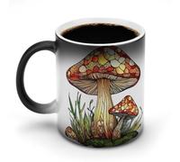 Jubonexis Stained Glass Cute Mushroom Color Changing Mugs Heat Changing Ceramic Coffee Mug Novelty Funny Tea Water Cup 11OZ