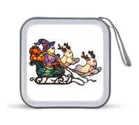 Jubonexis Stained Glass Cute Small Ghosts with Reindeer CD Case DVD Storage Case Portable for Car Home Travel