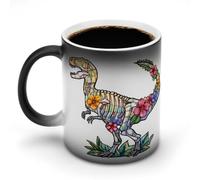 Jubonexis Stained Glass Dinosaur Skeleton Color Changing Mugs Heat Changing Ceramic Coffee Mug Novelty Funny Tea Water Cup 11OZ