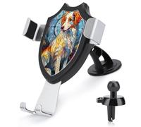 Jubonexis Stained Glass Dog Abstract Car Phone Holder Mount Triangle Clip Base Air Vent Cell Phone Car Mount Automotive Accessories for 4-6 Inches Cell Smartphones