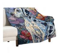Jubonexis Stained Glass Dog Floral Anti Pilling Throw Blankets Cozy Durable Blanket for Bedroom Living Rooms Couch Sofa Bed 50"x60"