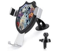 Jubonexis Stained Glass Dog Floral Car Phone Holder Mount Triangle Clip Base Air Vent Cell Phone Car Mount Automotive Accessories for 4-6 Inches Cell Smartphones