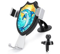 Jubonexis Stained Glass Dolphin Leaping Car Phone Holder Mount Triangle Clip Base Air Vent Cell Phone Car Mount Automotive Accessories for 4-6 Inches Cell Smartphones