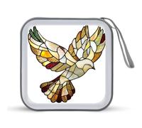 Jubonexis Stained Glass Dove Simple CD Case DVD Storage Case Portable for Car Home Travel
