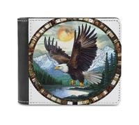 Jubonexis Stained Glass Eagle Flying Soft PU Leather Bifold Wallet, Coin Purse Credit Pass Case, Durable Card-Holder Slim Billfold for Men Woman Money Storage