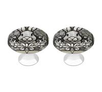 Jubonexis Stained Glass Easter Bunny Flower Round Drawer Cabinet Knobs Handles with Screws,2 Pcs, Drawer Dresser Knob Pulls Decor for Wardrobe Cupboard Home Office Kitchen
