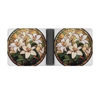 Jubonexis Stained Glass Elegant Blooming Lilies Soft PU Leather Bifold Wallet, Coin Purse Credit Pass Case, Durable Card-Holder Slim Billfold for Men Woman Money Storage
