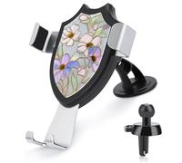Jubonexis Stained Glass Elegant Wildflowers Daisies Car Phone Holder Mount Triangle Clip Base Air Vent Cell Phone Car Mount Automotive Accessories for 4-6 Inches Cell Smartphones