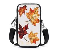 Jubonexis Stained Glass Fall Autumn Leaves Vintage Crossbody Mobile Phone Bag Smartphone Bag With Adjustable Strap