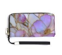 Jubonexis Stained Glass Flowers PU Leather Clutch Long Bifold Wallet, Coin Purse Credit Pass Case, Durable Card-Holder Money Storage for Women Men