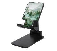 Jubonexis Stained Glass Forest Pine Trees Sage Green Cell Phone Stand Foldable Adjustable Phone Stand for Desk