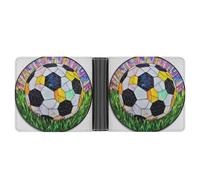 Jubonexis Stained Glass Geometric Classic Soccer Ball Soft PU Leather Bifold Wallet, Coin Purse Credit Pass Case, Durable Card-Holder Slim Billfold for Men Woman Money Storage