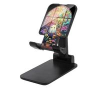 Jubonexis Stained Glass Ghost Reading A Book Cell Phone Stand Foldable Adjustable Phone Stand for Desk