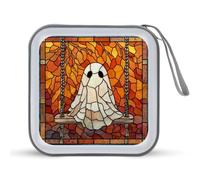 Jubonexis Stained Glass Ghost Sitting on The Swing CD Case DVD Storage Case Portable for Car Home Travel