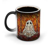 Jubonexis Stained Glass Ghost Sitting on The Swing Color Changing Mugs Heat Changing Ceramic Coffee Mug Novelty Funny Tea Water Cup 11OZ