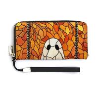 Jubonexis Stained Glass Ghost Sitting on The Swing PU Leather Clutch Long Bifold Wallet, Coin Purse Credit Pass Case, Durable Card-Holder Money Storage for Women Men