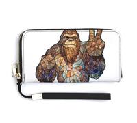 Jubonexis Stained Glass Giving The Peace Sign PU Leather Clutch Long Bifold Wallet, Coin Purse Credit Pass Case, Durable Card-Holder Money Storage for Women Men