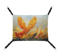 Jubonexis Stained Glass Golden Phoenix Rising Breathable Pet Hammock with Adjustable Straps Reversible Cat Hanging Bed Dog Mats