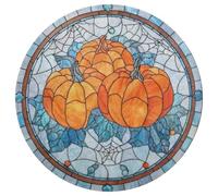 Jubonexis Stained Glass Halloween Pumpkins Spider Webs Large Round Carpet Area Rug Mat Modern Non Slip Circular Rugs 36inch(90cm)