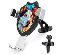 Jubonexis Stained Glass Husky Dog Car Phone Holder Mount Triangle Clip Base Air Vent Cell Phone Car Mount Automotive Accessories for 4-6 Inches Cell Smartphones