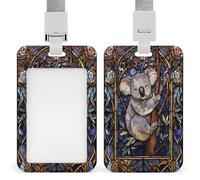 Jubonexis Stained Glass Koala in Tree ID Badge Holder Retractable Clip Card Holder Card Protector Name Badge Name Tag for Work Office Doctor Nurse