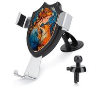 Jubonexis Stained Glass Lady And Fox Car Phone Holder Mount Triangle Clip Base Air Vent Cell Phone Car Mount Automotive Accessories for 4-6 Inches Cell Smartphones