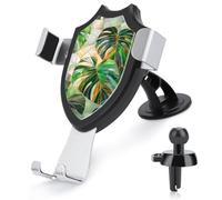 Jubonexis Stained Glass Large Monstera Leaves Car Phone Holder Mount Triangle Clip Base Air Vent Cell Phone Car Mount Automotive Accessories for 4-6 Inches Cell Smartphones