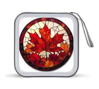 Jubonexis Stained Glass Maple Leaves Autumn CD Case DVD Storage Case Portable