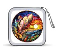 Jubonexis Stained Glass Moon in The Sky CD Case DVD Storage Case Portable