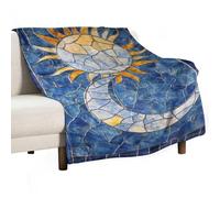 Jubonexis Stained Glass Moon Sun Marble Aesthetic Anti Pilling Throw Blankets Cozy Durable Blanket for Bedroom Living Rooms Couch Sofa Bed 50"x60"