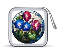 Jubonexis Stained Glass Morning Glory Flowers CD Case DVD Storage Case Portable